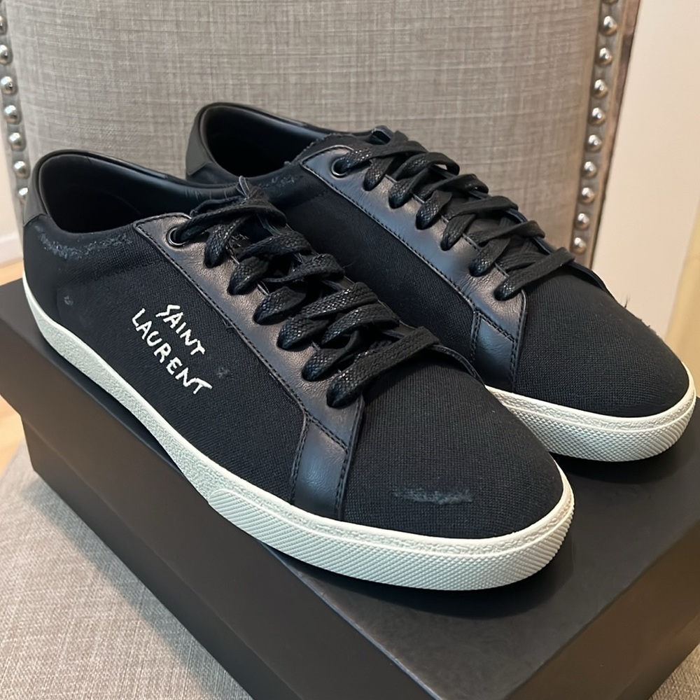 Mens Saint Laurent Signature Logo Low-Top Sneakers